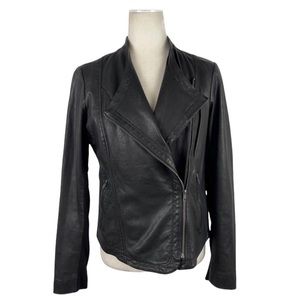 Lucky Brand Women’s 100% Lamb Leather Black Moto Jacket Size Large